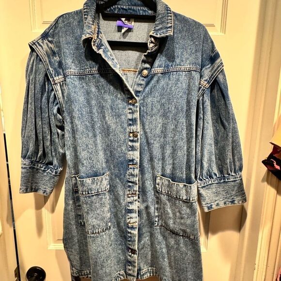 Future Collective Kahlana Barfield Brown Denim Utility Dress - Picture 3 of 4